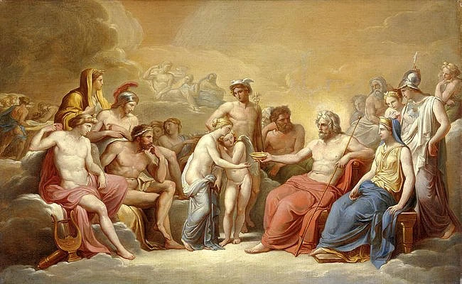 Il convito degli dei alle nozze di Amore e Psiche. Bozzetto. L'opera originale, ora distrutta, faceva parte della sala di Psiche a Roma a Palazzo Bolognetti Torlonia